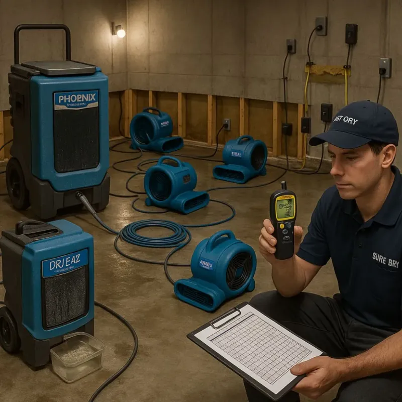 Structural Drying and Dehumidification process in Foscoe, NC